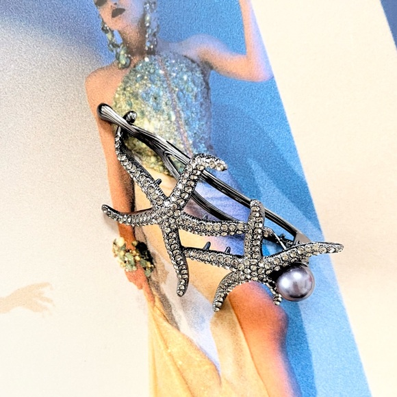 Whimsical Mermaidcore Barbiecore Starfish & Purple Pearl Hair Clip / Barret - Picture 5 of 5